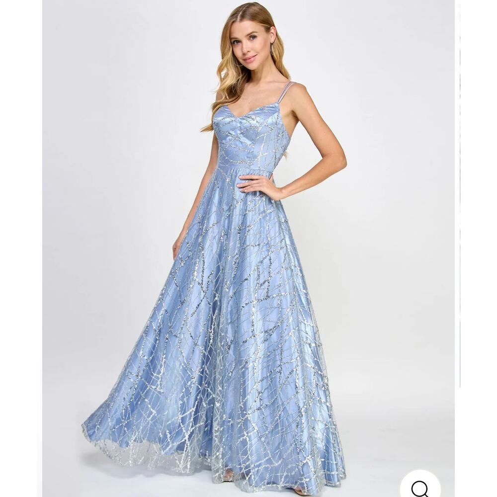 Say Yes To The Prom Juniors Glitter Tulle Embellished Ball Prom Gown 15/16 NWT